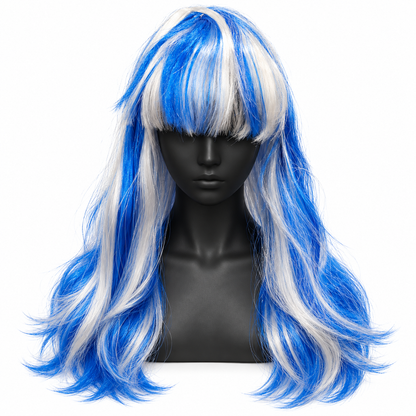 Blue & Silver Highlight Cosplay Wig | Two-Tone Fancy Dress Hair Wig for Halloween, Anime-Inspired Costumes & The