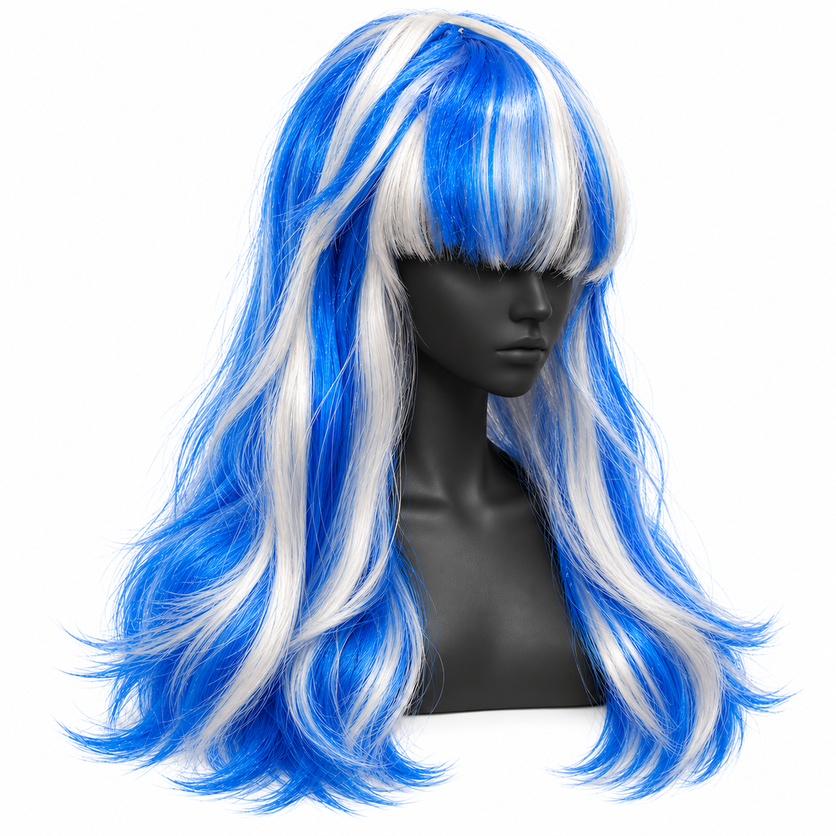 Blue & Silver Highlight Cosplay Wig | Two-Tone Fancy Dress Hair Wig for Halloween, Anime-Inspired Costumes & The