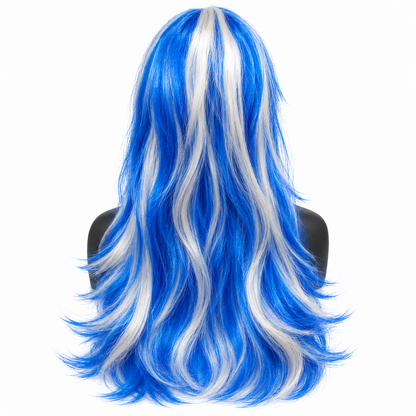 Blue & Silver Highlight Cosplay Wig | Two-Tone Fancy Dress Hair Wig for Halloween, Anime-Inspired Costumes & The