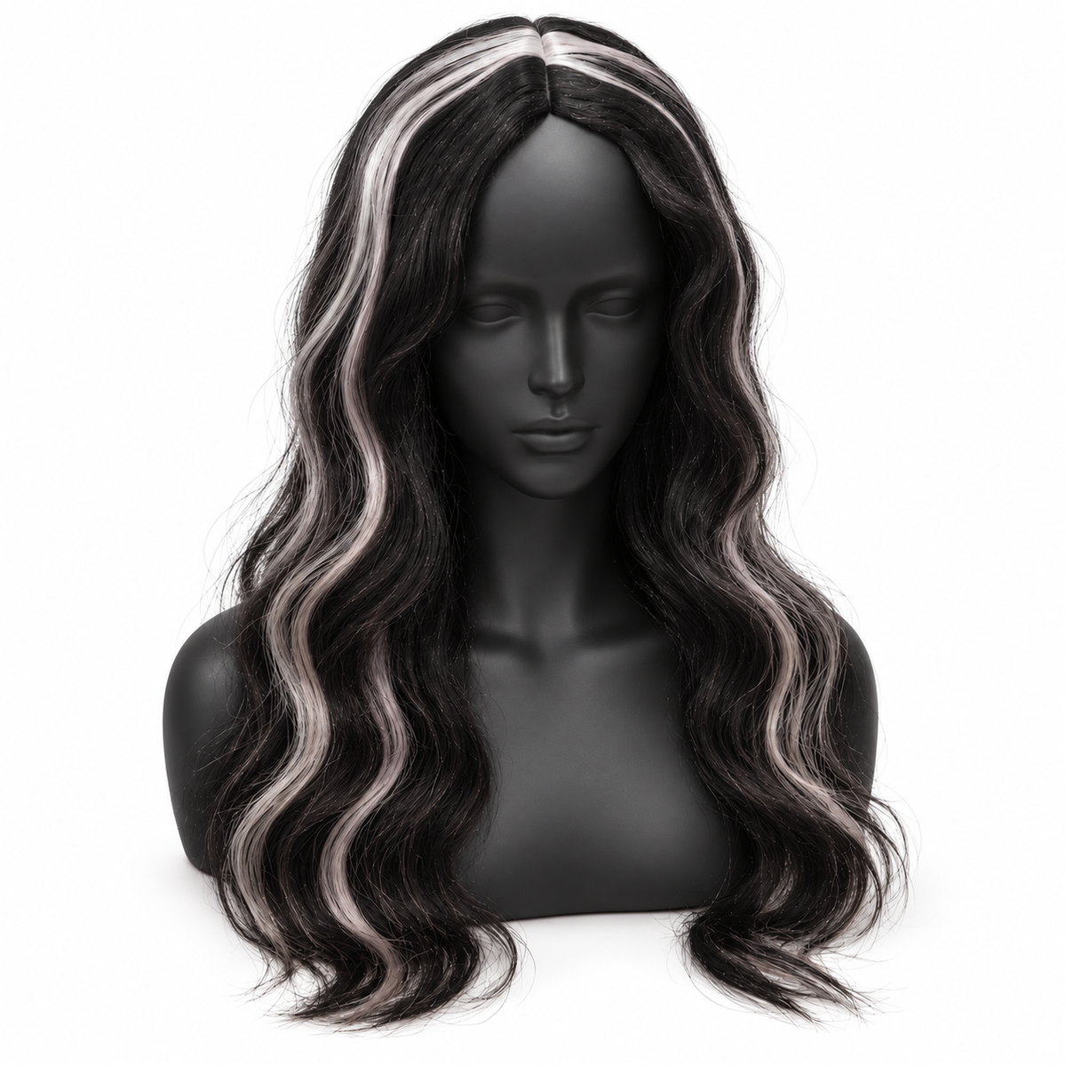 Black & Red Highlight Body Wave Wig | Long Wavy Cosplay Wig for Halloween, Fancy Dress & Theme Parties