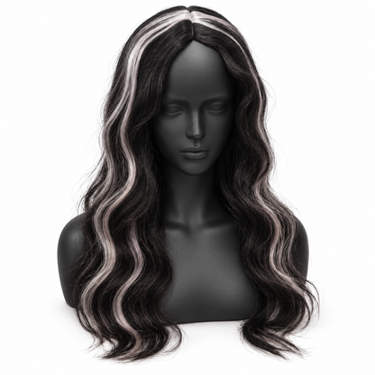 Black & Red Highlight Body Wave Wig | Long Wavy Cosplay Wig for Halloween, Fancy Dress & Theme Parties