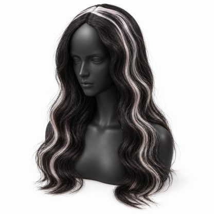 Black & Red Highlight Body Wave Wig | Long Wavy Cosplay Wig for Halloween, Fancy Dress & Theme Parties