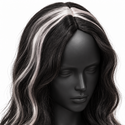Black & Red Highlight Body Wave Wig | Long Wavy Cosplay Wig for Halloween, Fancy Dress & Theme Parties