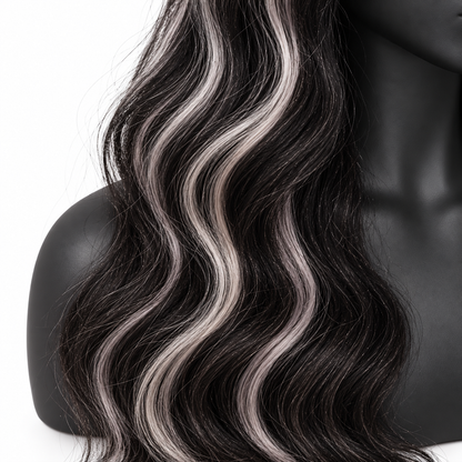 Black & Red Highlight Body Wave Wig | Long Wavy Cosplay Wig for Halloween, Fancy Dress & Theme Parties