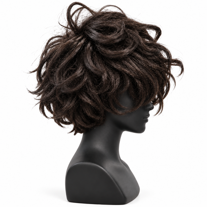 Black Short Curly Wig | Fancy Dress Hair Wig for Halloween, Cosplay, Retro Theme Parties & Costume Events