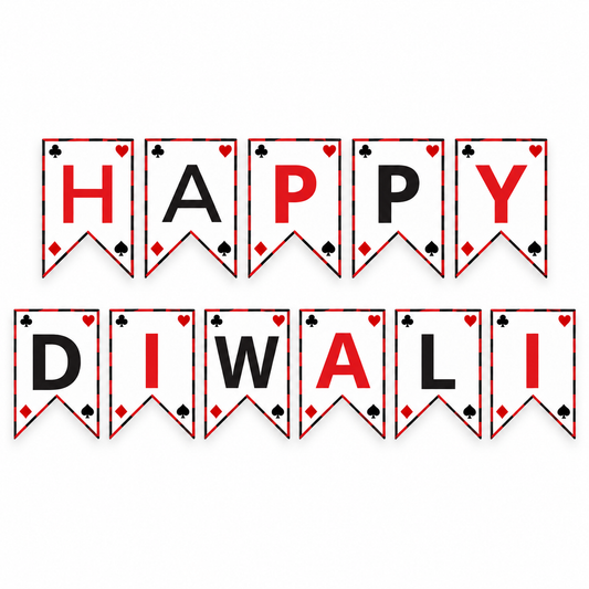 Happy Diwali Casino Theme Banner - Festive Party Decor | Wanna Party