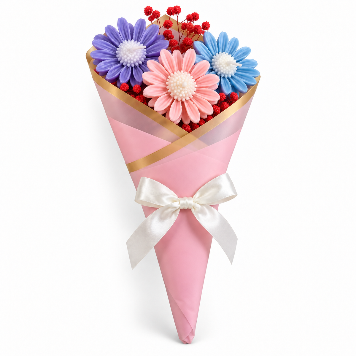 Daisy Candle Handheld Bouquet | Colourful Flower-Shaped Candle Bouquet with Elegant Gift Wrap for Birthday, Anniversary, Wedding & Gifting