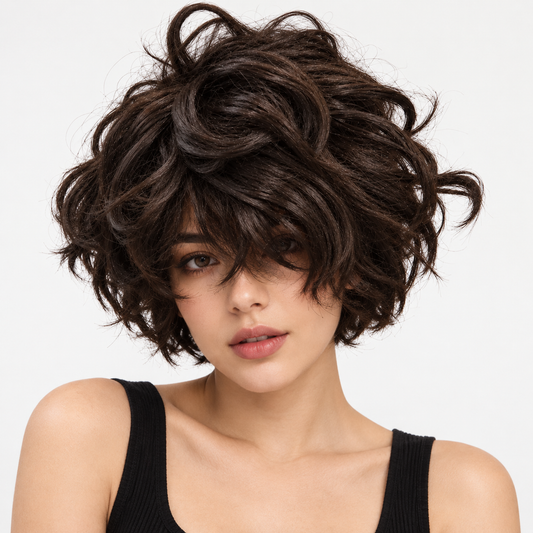 Black Short Curly Wig | Fancy Dress Hair Wig for Halloween, Cosplay, Retro Theme Parties & Costume Events