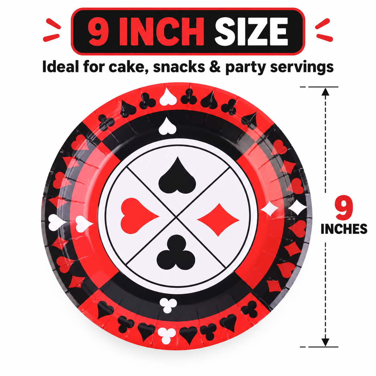 Casino Theme Party Paper Plates 9 inch - 10PC