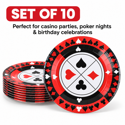 Casino Theme Party Paper Plates 9 inch - 10PC