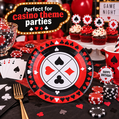 Casino Theme Party Paper Plates 9 inch - 10PC