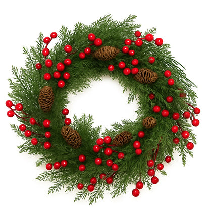 Christmas Wreath with Red Cherries 18”