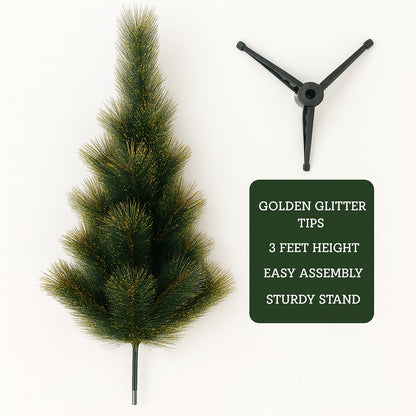 Christmas Pine Tree with Golden Glitter Dust - 3FT