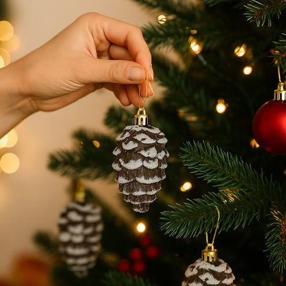 Artificial Christmas Pine Cones with Snow Dust - 3PC