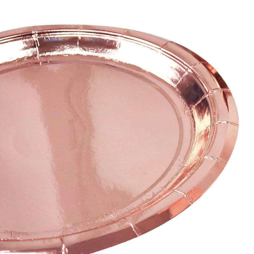 Rose Gold Square Golden Rim Paper Plates - 9 Inches - 10PC