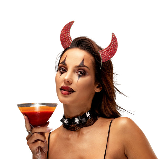 Halloween Devil Horn Headband w/ Rhinestone - 1PC