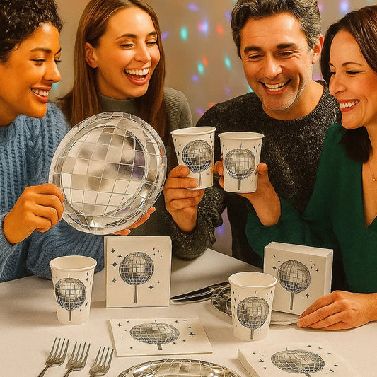 Disco Theme Reflective Party Paper Plates - 10 inches - 10PC