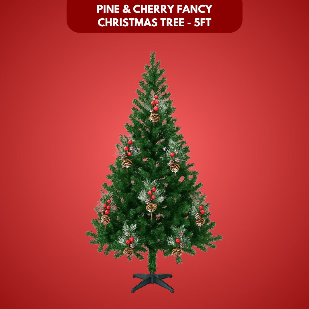 Pine Christmas Tree Green - 5FT with Cherry & Pine Tree Inserts