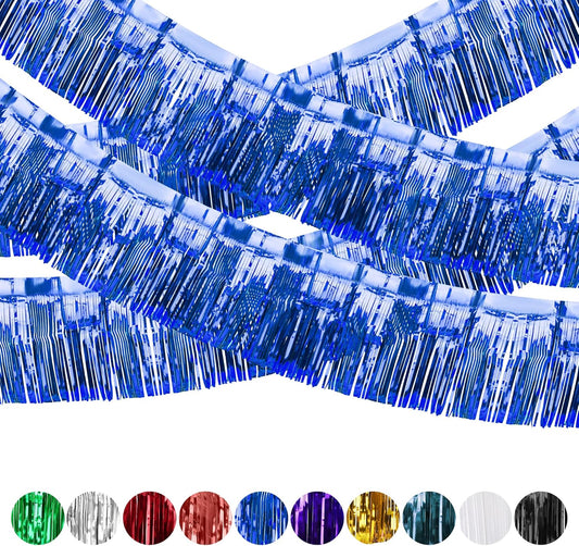 Metallic Foil Fringe Dark Blue Garland Set for Wall Hanging Decoration - 4PC