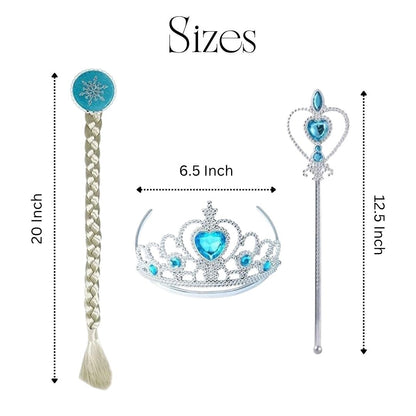 Frozen Braided Hair, Wand and Tiara Set - 3PC
