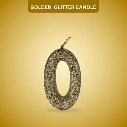 Number 0 Golden Glitter Candle - 1PC