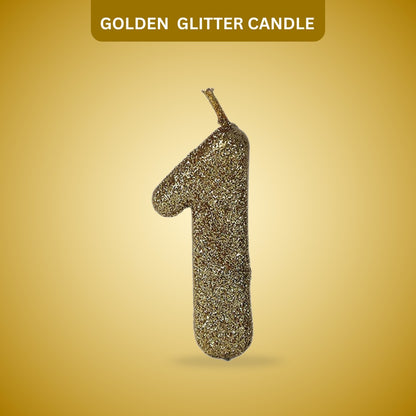 Number 1 Golden Glitter Candle - 1PC