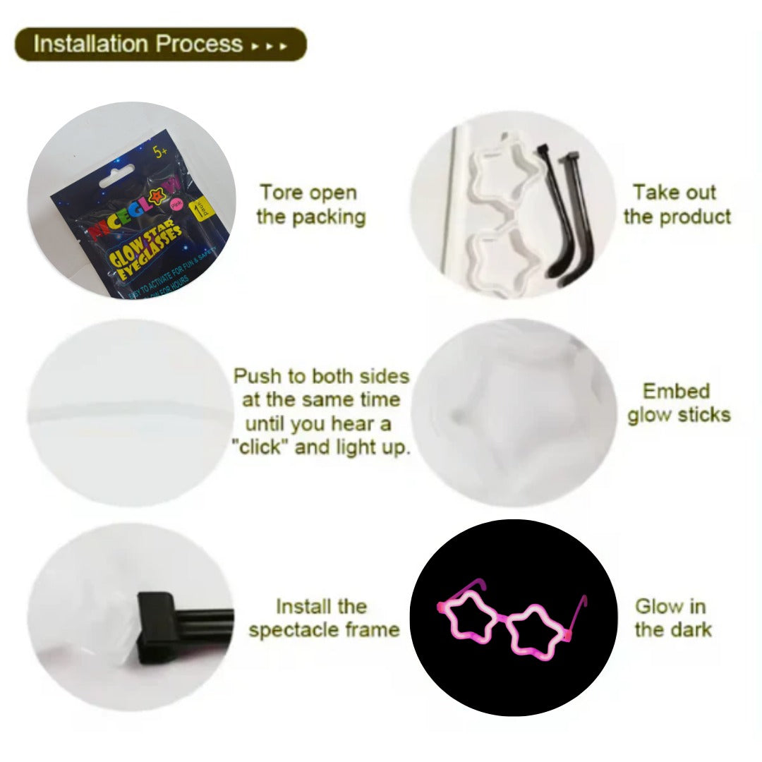 Glow in the Dark Assorted Colour Star Shaped Shades  - 1PC