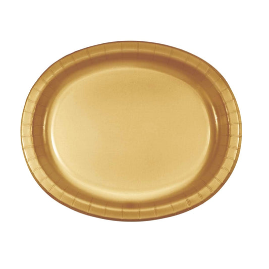 Glittering Gold Oval Platter Plates - 12 inches - 8PC
