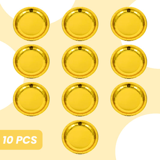 Golden Party Paper Plates - 9 inches - 10PC