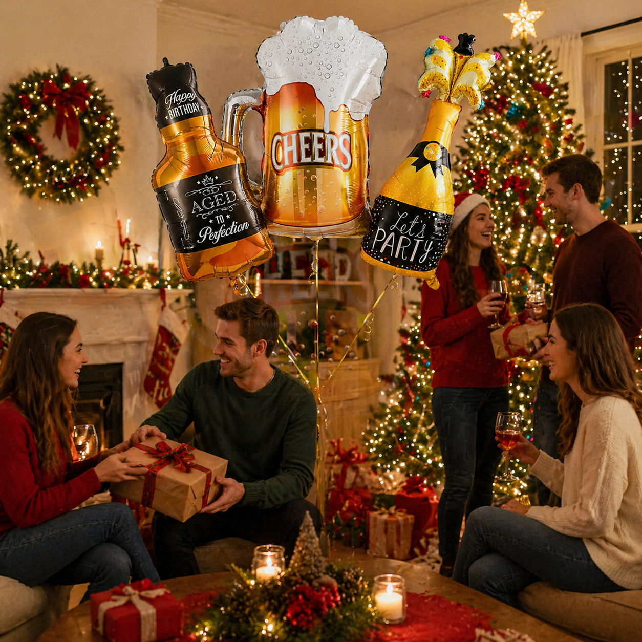 Supershape Drinking Theme Foil Balloon Set of 3 for Celebration Decoration | Let’s Party, Aged to Perfection & Beer Mug Balloons