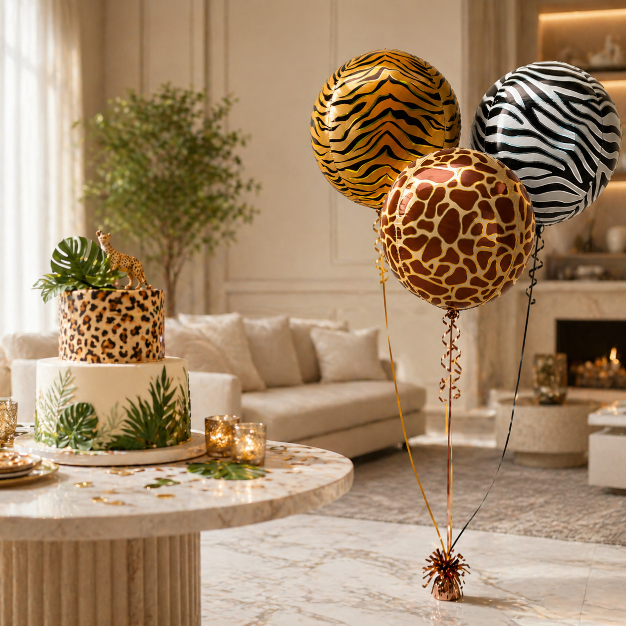 Animal Print Orbz Shaped Balloon Bouquet Set of 3 | Helium Filled and Delivers Inflated