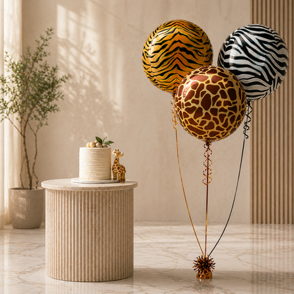 Animal Print Orbz Shaped Balloon Bouquet Set of 3 | Helium Filled and Delivers Inflated