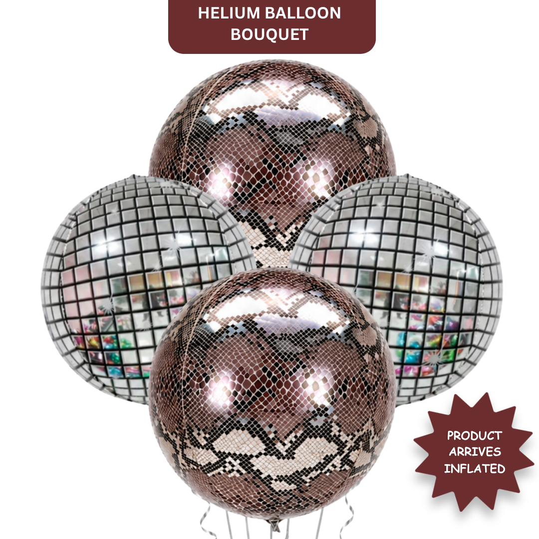 Jungle Disco Balloon Bouquet Set of 4PC | Helium Filled & Delivers Inflated