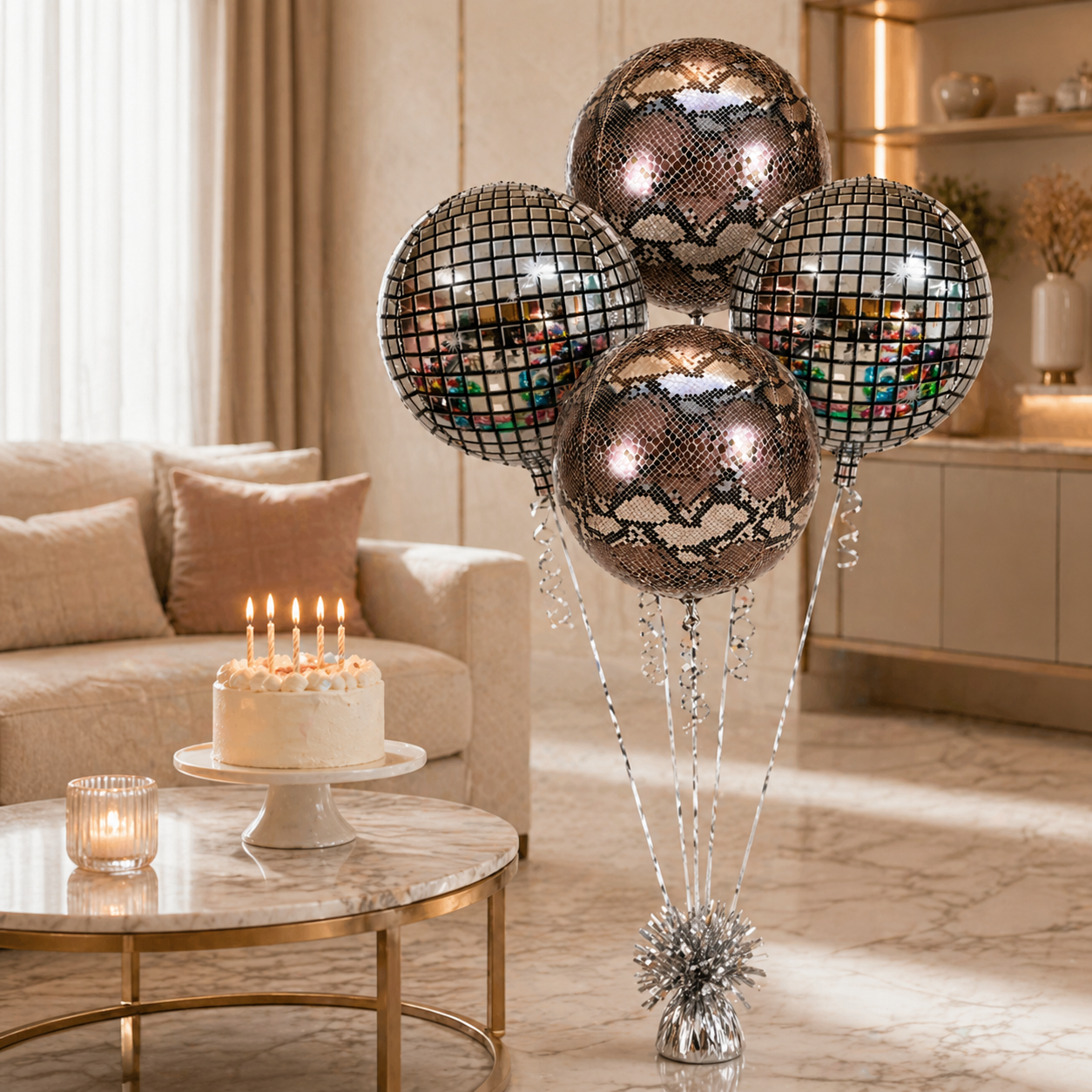 Jungle Disco Balloon Bouquet Set of 4PC | Helium Filled & Delivers Inflated