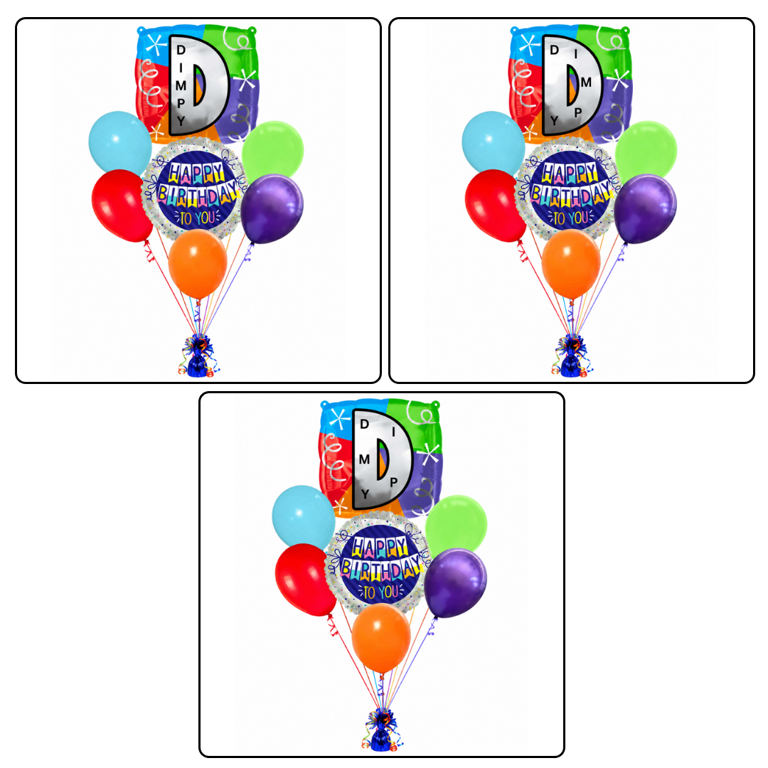 Customizable Alphabet "D" Square Shaped Balloon with Customized Name Stickers Bouquet Set of 7PC | Customizable Name Inital Balloons| Choose Your Name | Helium Filled & Delivers Inflated