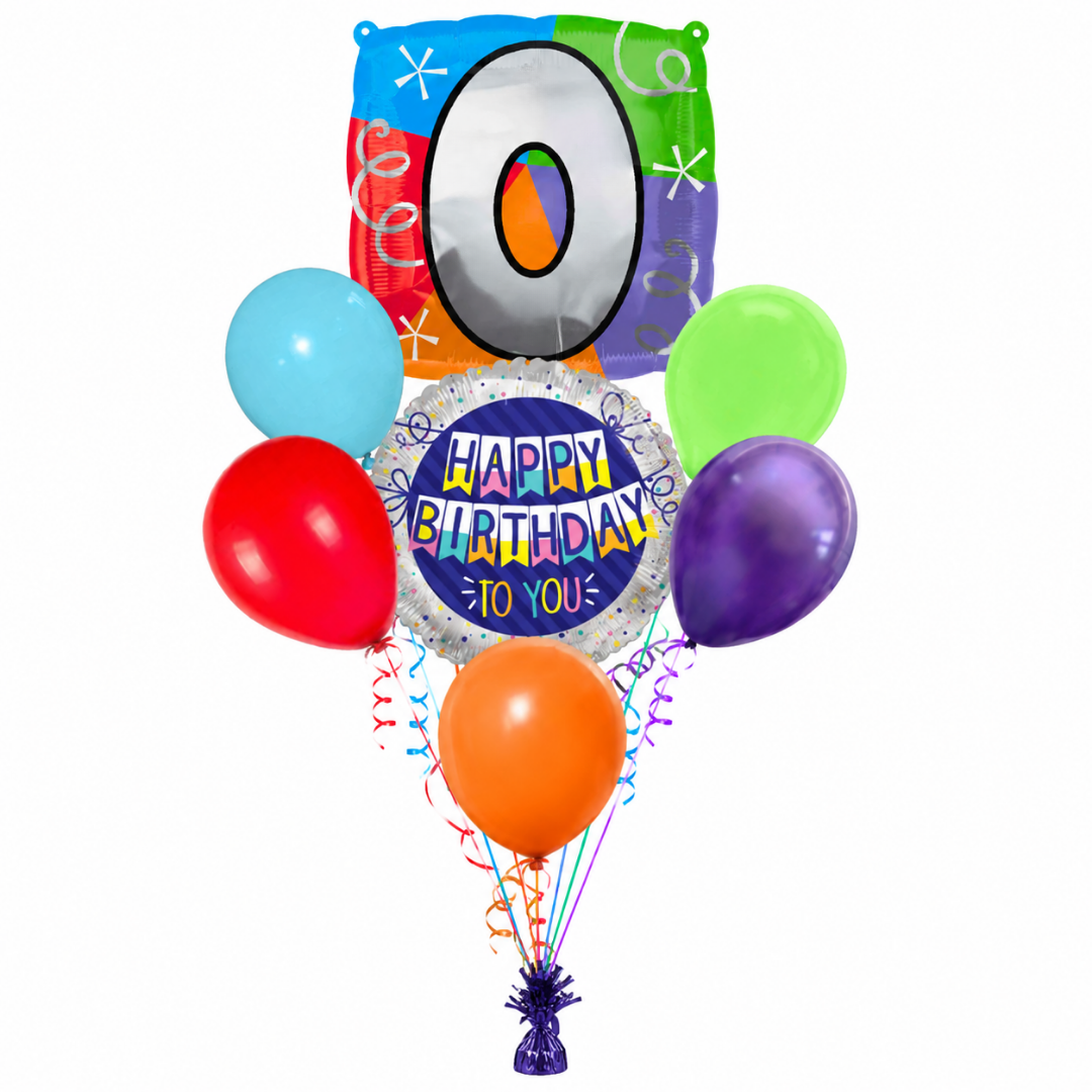 Customizable Alphabet "O" Square Shaped Balloon with Customized Name Stickers Bouquet Set of 7PC | Customizable Name Inital Balloons| Choose Your Name | Helium Filled & Delivers Inflated