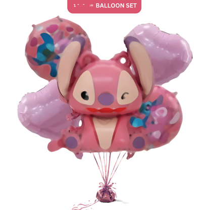 Pink Stitch Theme Birthday Balloons Set - 5PC