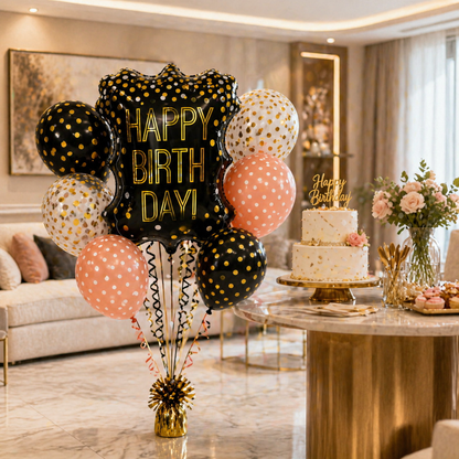 Happy Birthday Balloon with Polka Dot Latex - 7PC