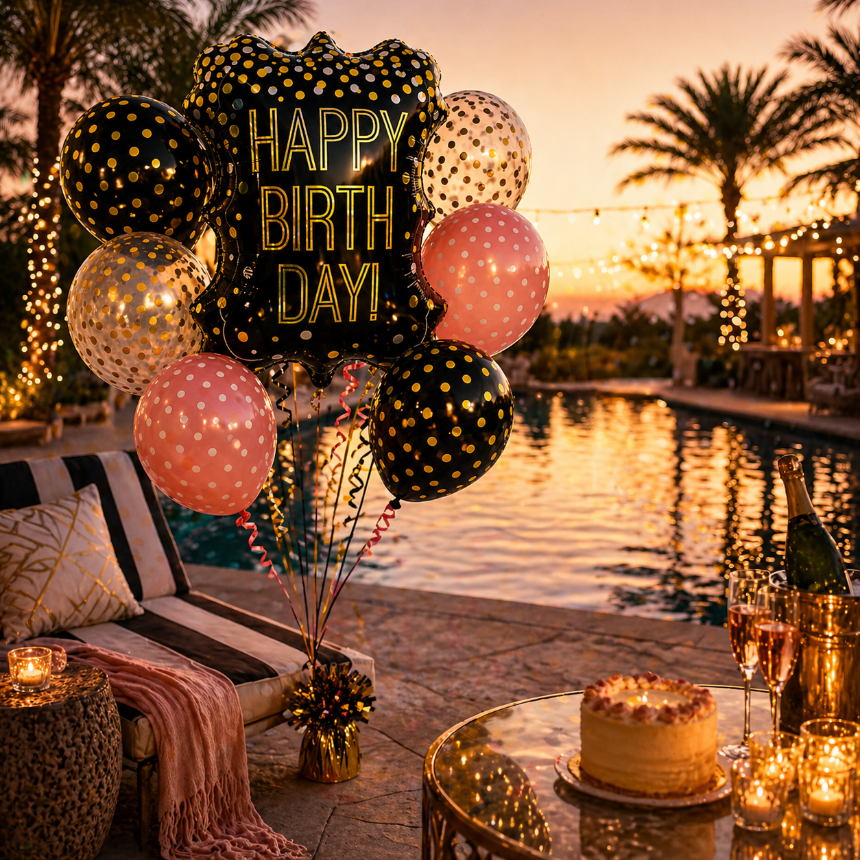 Happy Birthday Balloon with Polka Dot Latex - 7PC