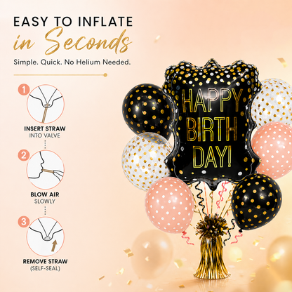 Happy Birthday Balloon with Polka Dot Latex - 7PC
