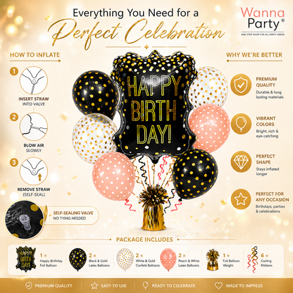 Happy Birthday Balloon with Polka Dot Latex - 7PC