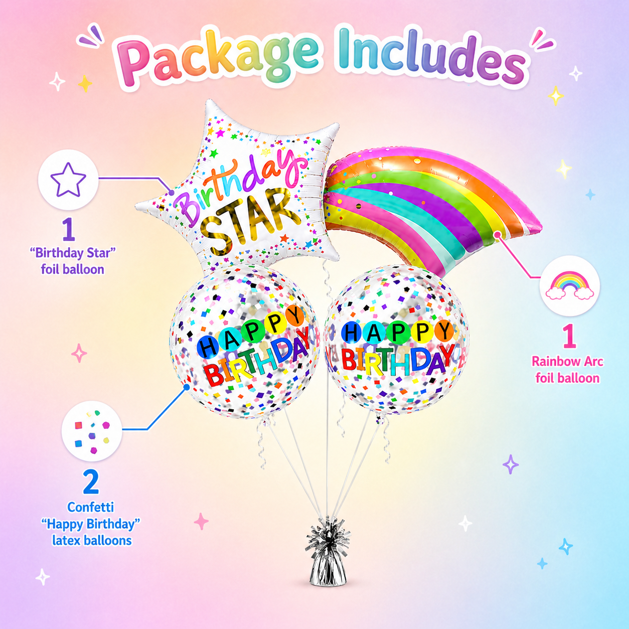 You're my Birthday Star Helium Filled Balloon Bouquet Set of 3