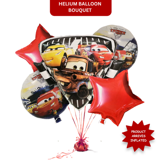 Racing Car Theme Helium Filled Balloon Bouquet Set of 5