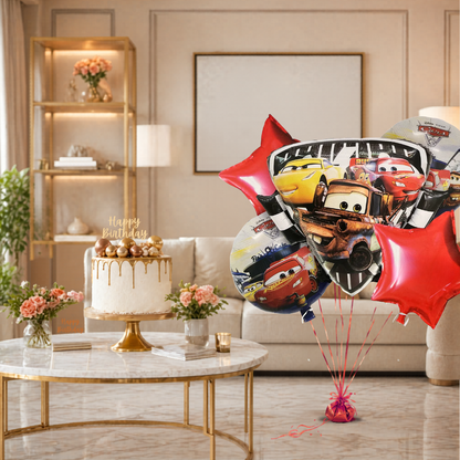 Racing Car Theme Helium Filled Balloon Bouquet Set of 5