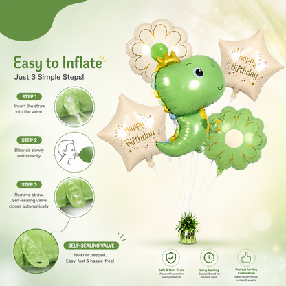 Dinosaur Balloon Set Pastel Green -  5PC
