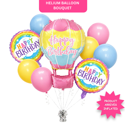 Flying High Hot Air Helium Filled Balloon Bouquet Set of 9 | Pre-Inflated & Delivered | Kids Birthday Decoration