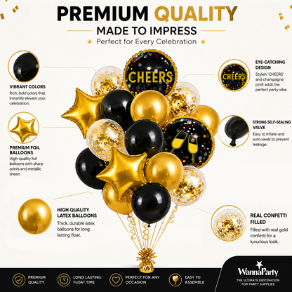 Cheers Balloon Set for Party Celebration Helium Filled & Pre-Inflated Set of 16PC