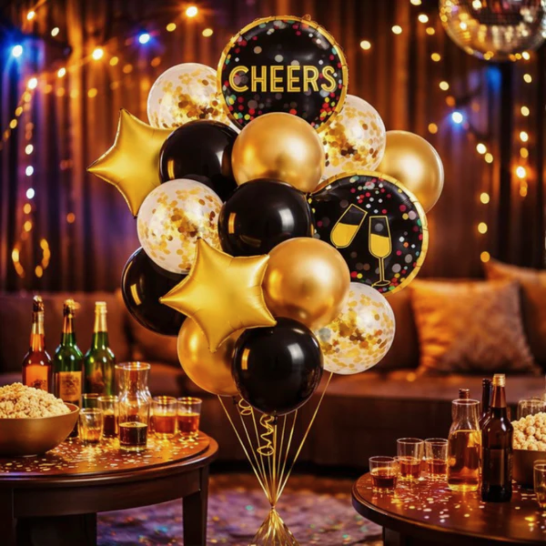 Cheers Balloon Set for Party Celebration Helium Filled & Pre-Inflated Set of 16PC