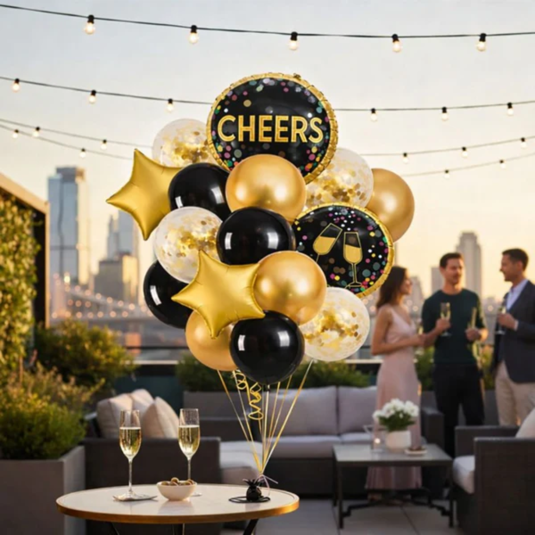 Cheers Balloon Set for Party Celebration Helium Filled & Pre-Inflated Set of 16PC
