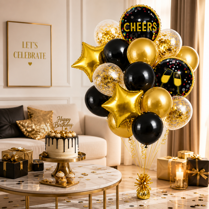 Cheers Balloon Set for Party Celebration Helium Filled & Pre-Inflated Set of 16PC